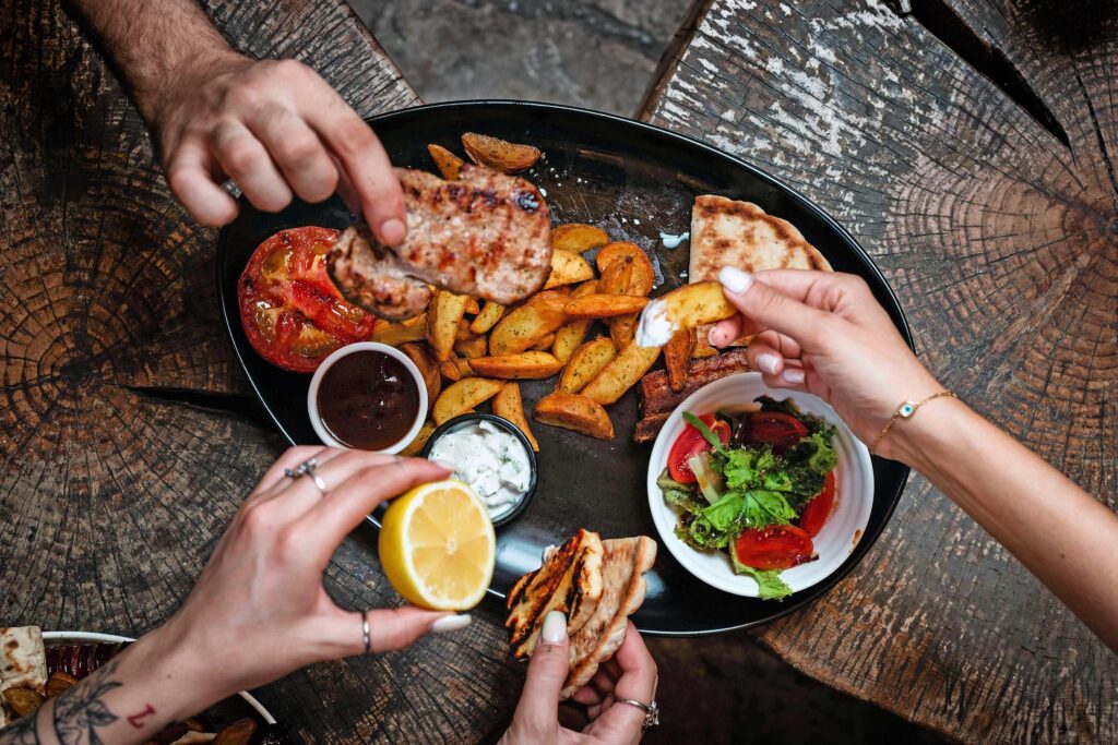 People sharing meal together in Victoria BC